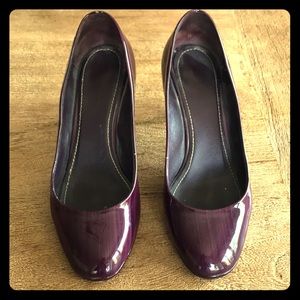 YSL purple patent pumps